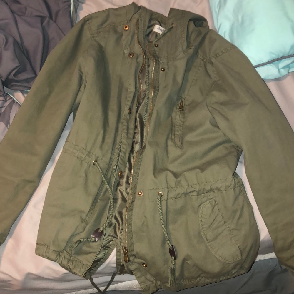 hooded green jacket